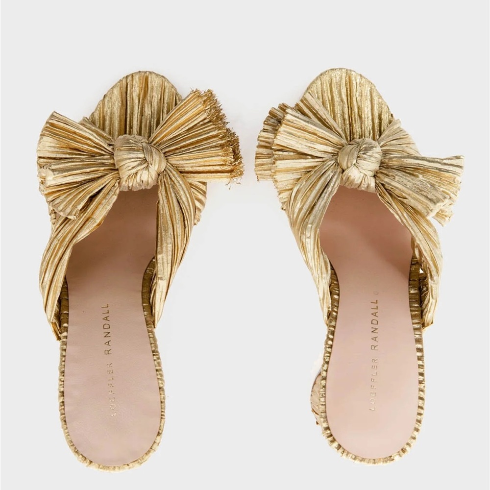 LOEFFLER RANDALL Gold Penny Knot Mules